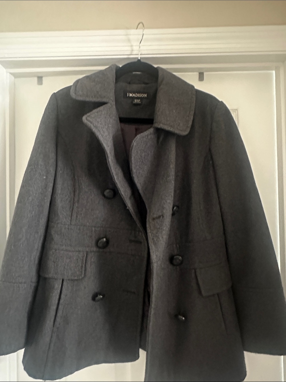 Madison Woman's Double-Breasted Pea Coat in Dark Gray